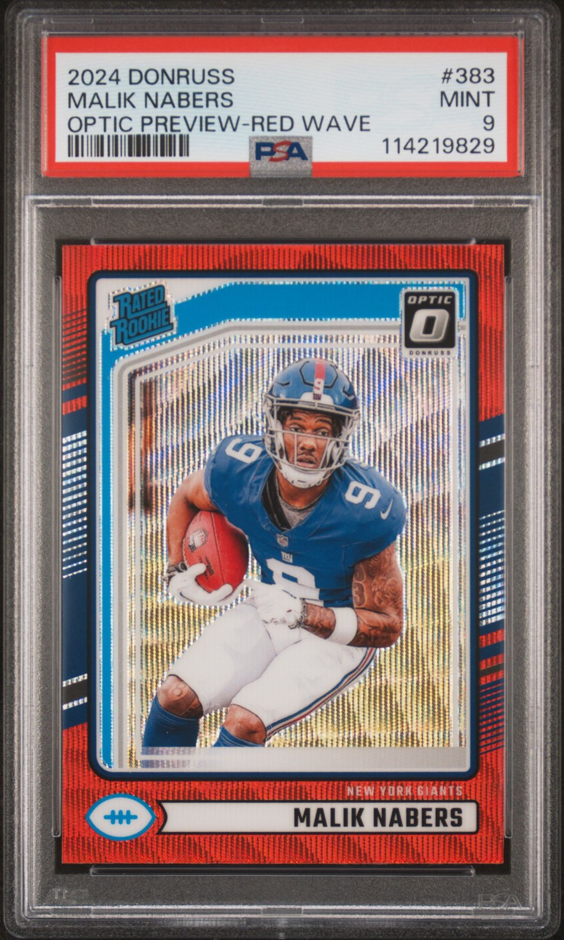 2024 Panini Donruss Malik Nabers #383 (Optic Preview-Red Wave) Mint 9 front