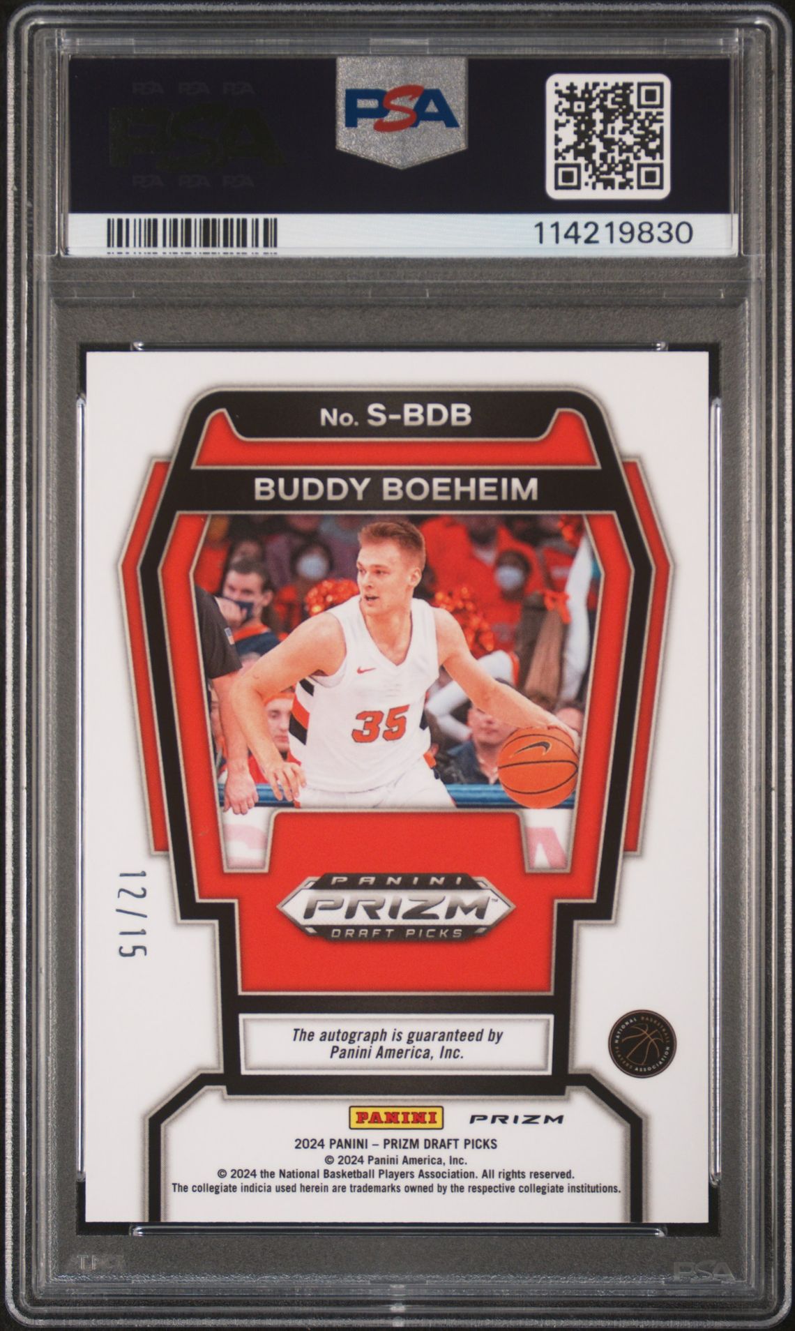 2024 Panini Prizm Draft Picks Signatures Buddy Boeheim #Sbdb (Signature-Purple Pulsar) Mint 9 back
