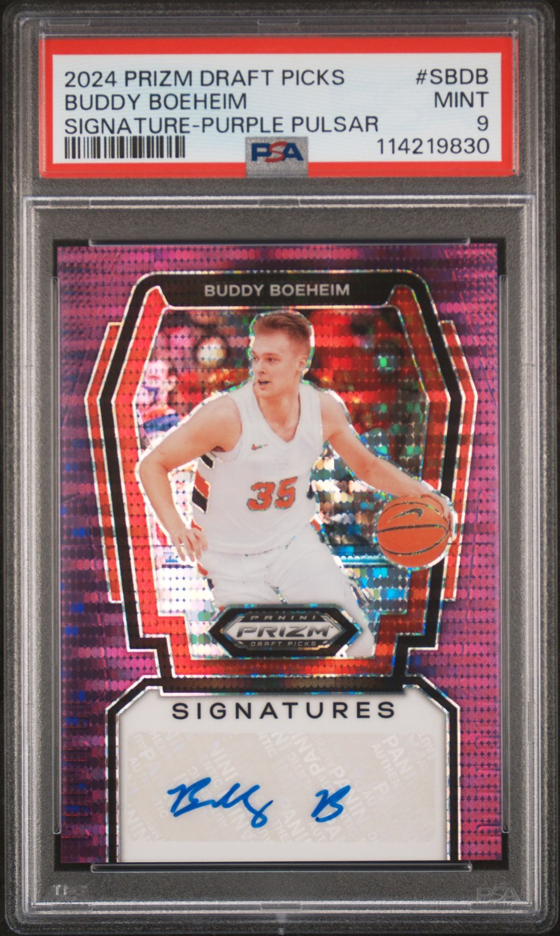 2024 Panini Prizm Draft Picks Signatures Buddy Boeheim #Sbdb (Signature-Purple Pulsar) Mint 9 front