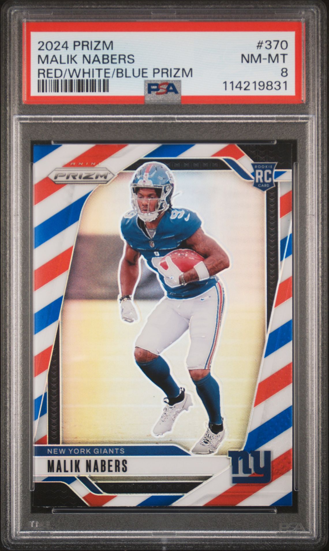 2024 Panini Prizm Malik Nabers #370 (Red/White/Blue Prizm) Nm-Mt 8 front