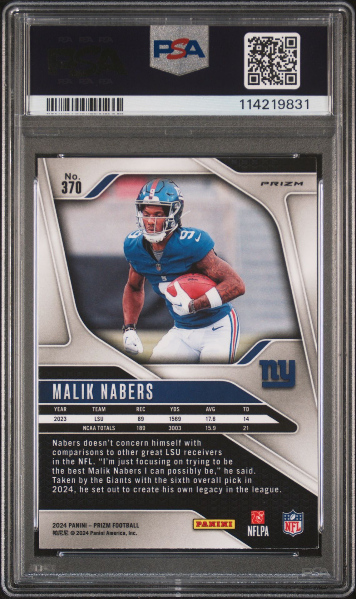 2024 Panini Prizm Malik Nabers #370 (Red/White/Blue Prizm) Nm-Mt 8 back