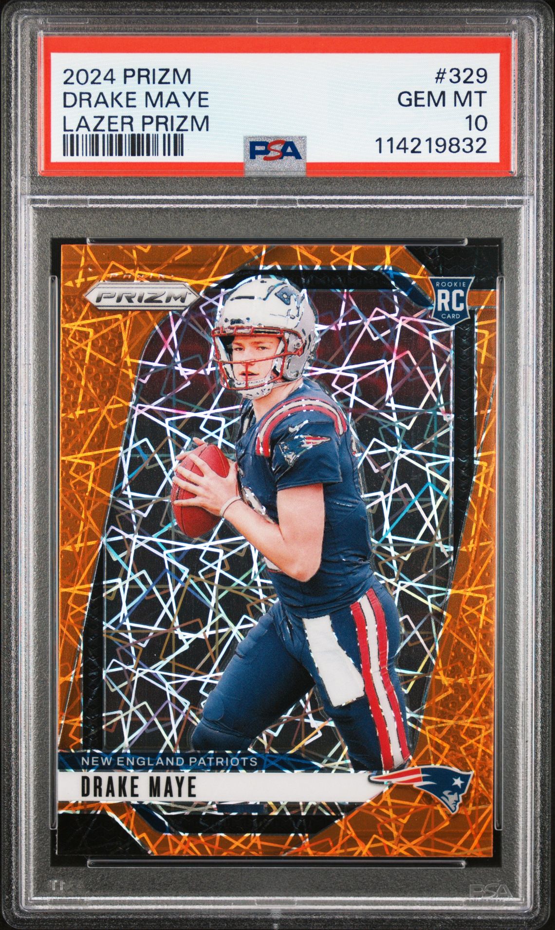 2024 Panini Prizm Drake Maye #329 (Lazer Prizm) Gem Mt 10 front