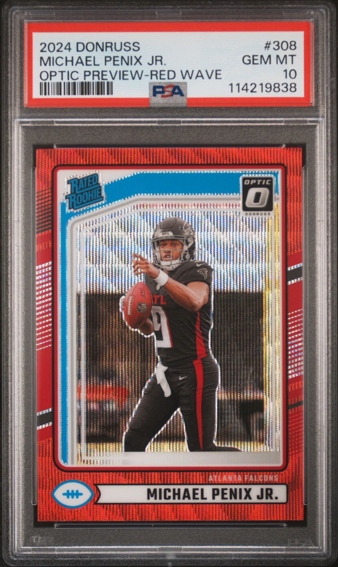 2024 Panini Donruss Michael Penix Jr. #308 (Optic Preview-Red Wave) Gem Mt 10 front