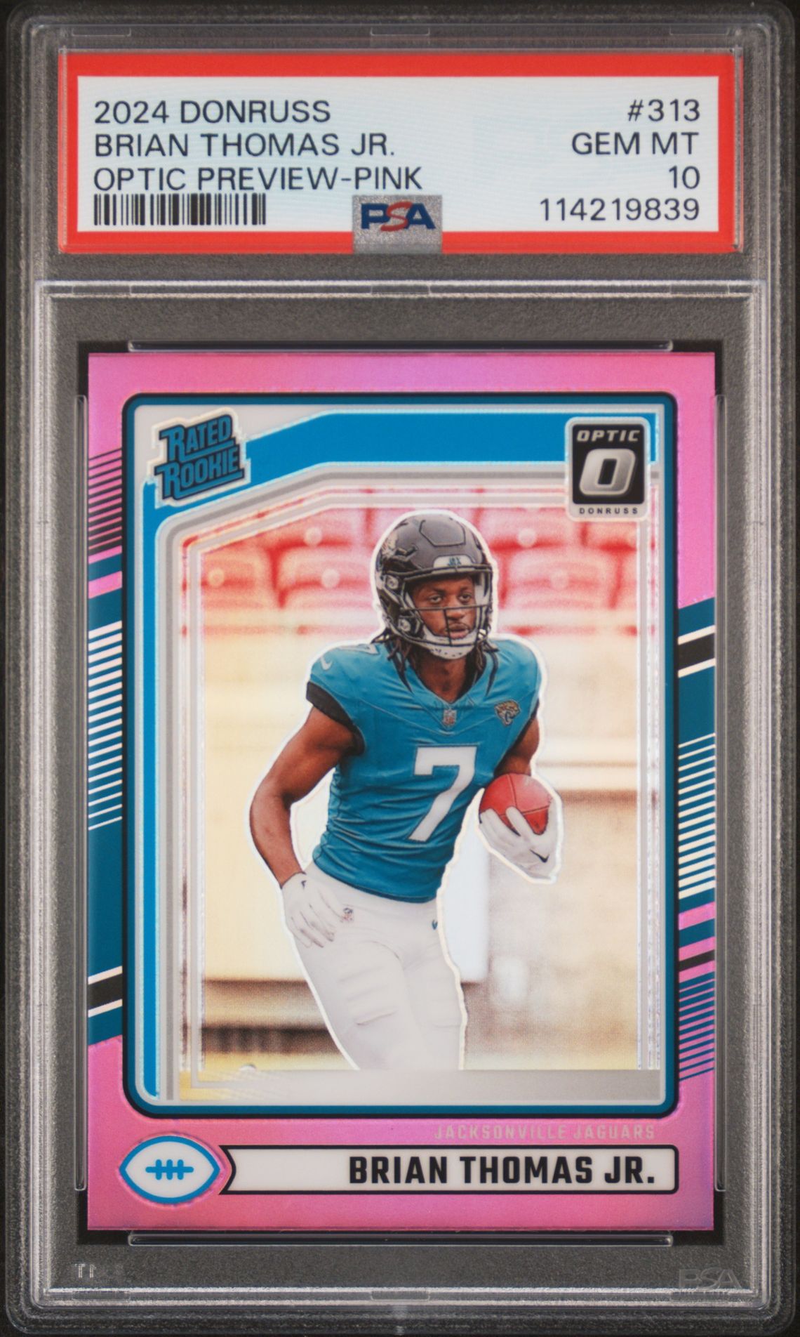 2024 Panini Donruss Brian Thomas Jr. #313 (Optic Preview-Pink) Gem Mt 10 front