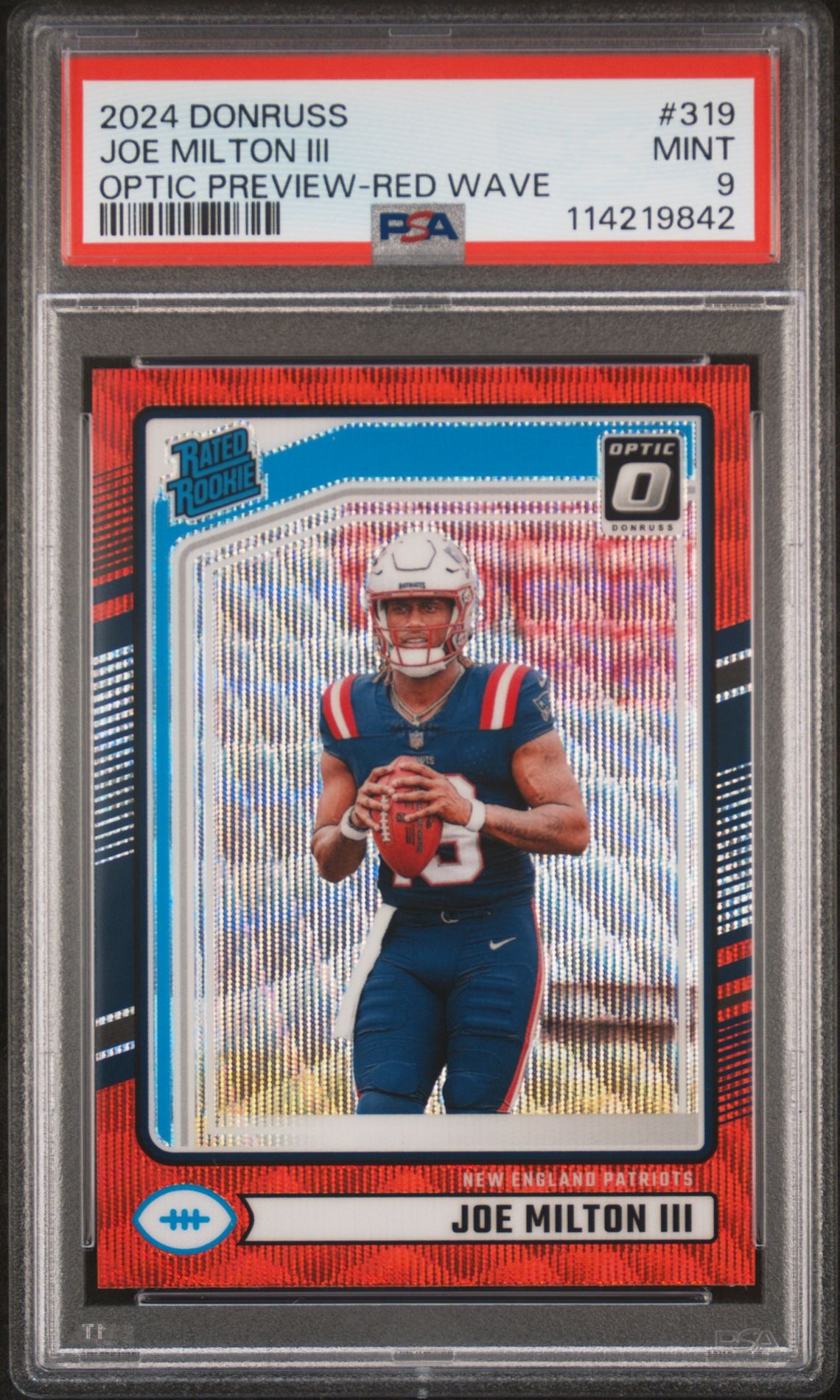 2024 Panini Donruss Joe Milton Iii #319 (Optic Preview-Red Wave) Mint 9 front