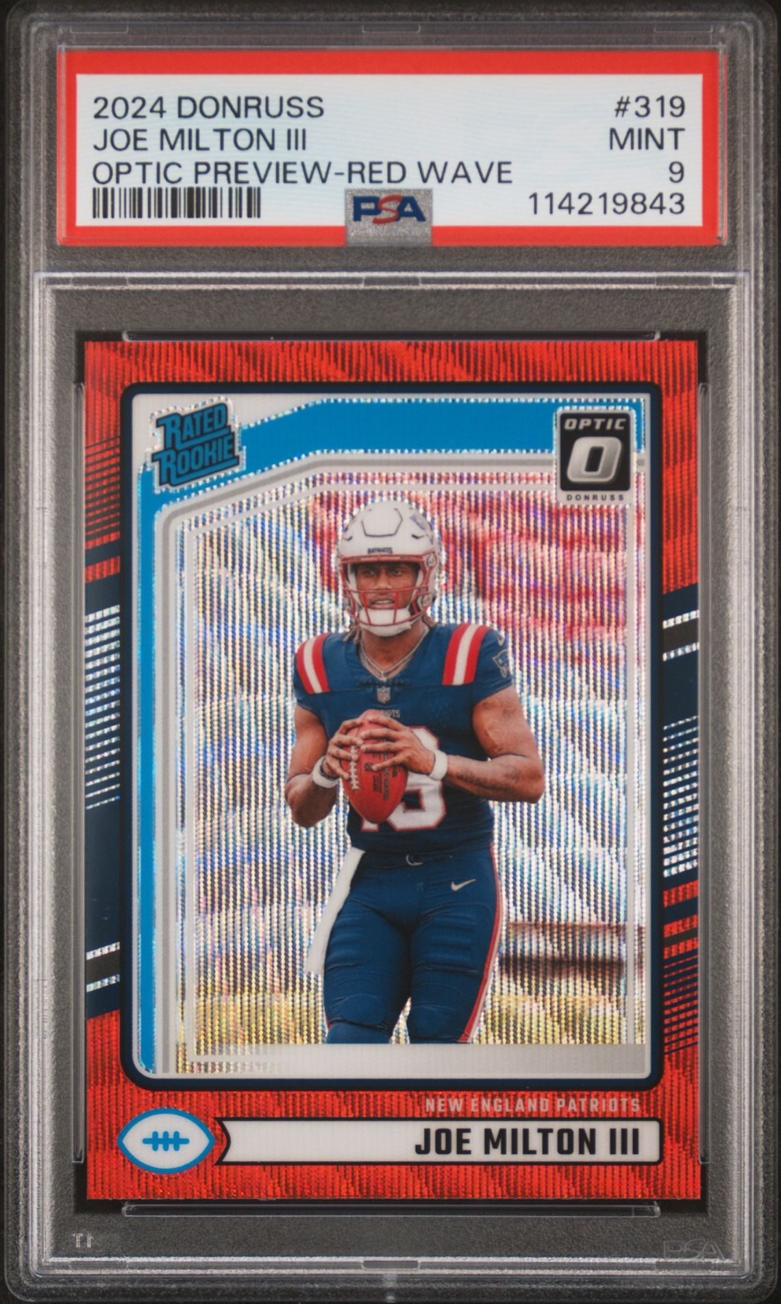 2024 Panini Donruss Joe Milton Iii #319 (Optic Preview-Red Wave) Mint 9 front