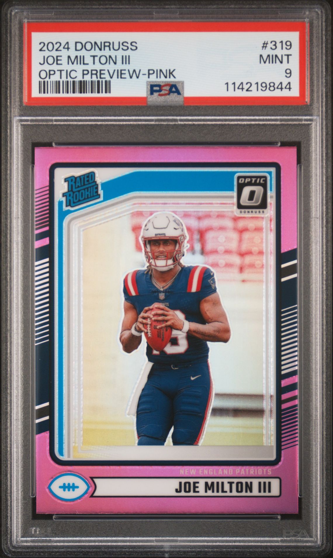 2024 Panini Donruss Joe Milton Iii #319 (Optic Preview-Pink) Mint 9 front