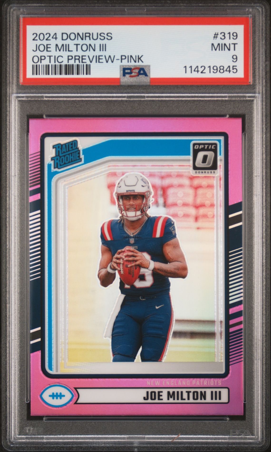 2024 Panini Donruss Joe Milton Iii #319 (Optic Preview-Pink) Mint 9 front