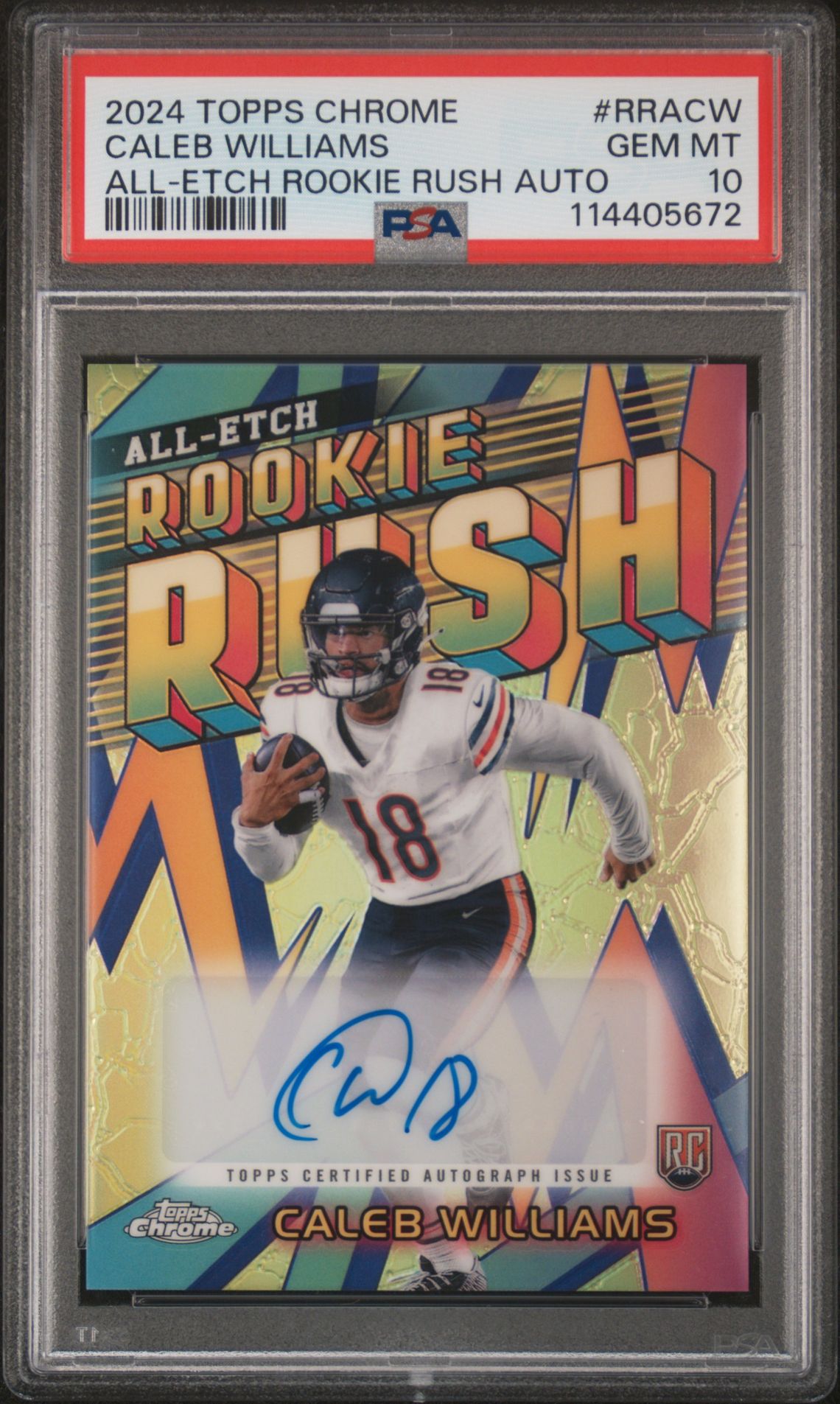 2024 Topps Chrome Topps Chrome Chrome All-Etch Rookie Rush Autographs #RRACW Caleb Williams front