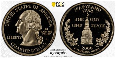 2000-S 25C Maryland PR70DCAM