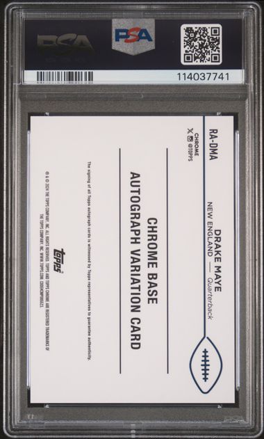 2024 Topps Chrome Rookie Autographs Variations Drake Maye #Radma (Rookie Auto-Aqua Geometric) Mint 9 back