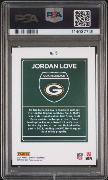 2024 Panini Donruss Downtown! Jordan Love #5 Mint 9 back