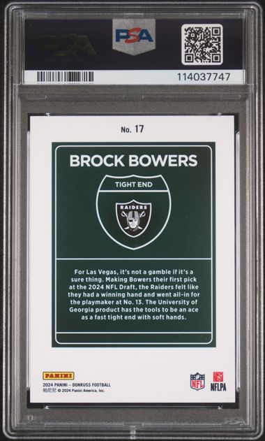 2024 Panini Donruss Downtown! Brock Bowers #17 Mint 9 back