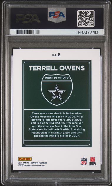 2024 Panini Donruss Downtown! Terrell Owens #8 Gem Mt 10 back