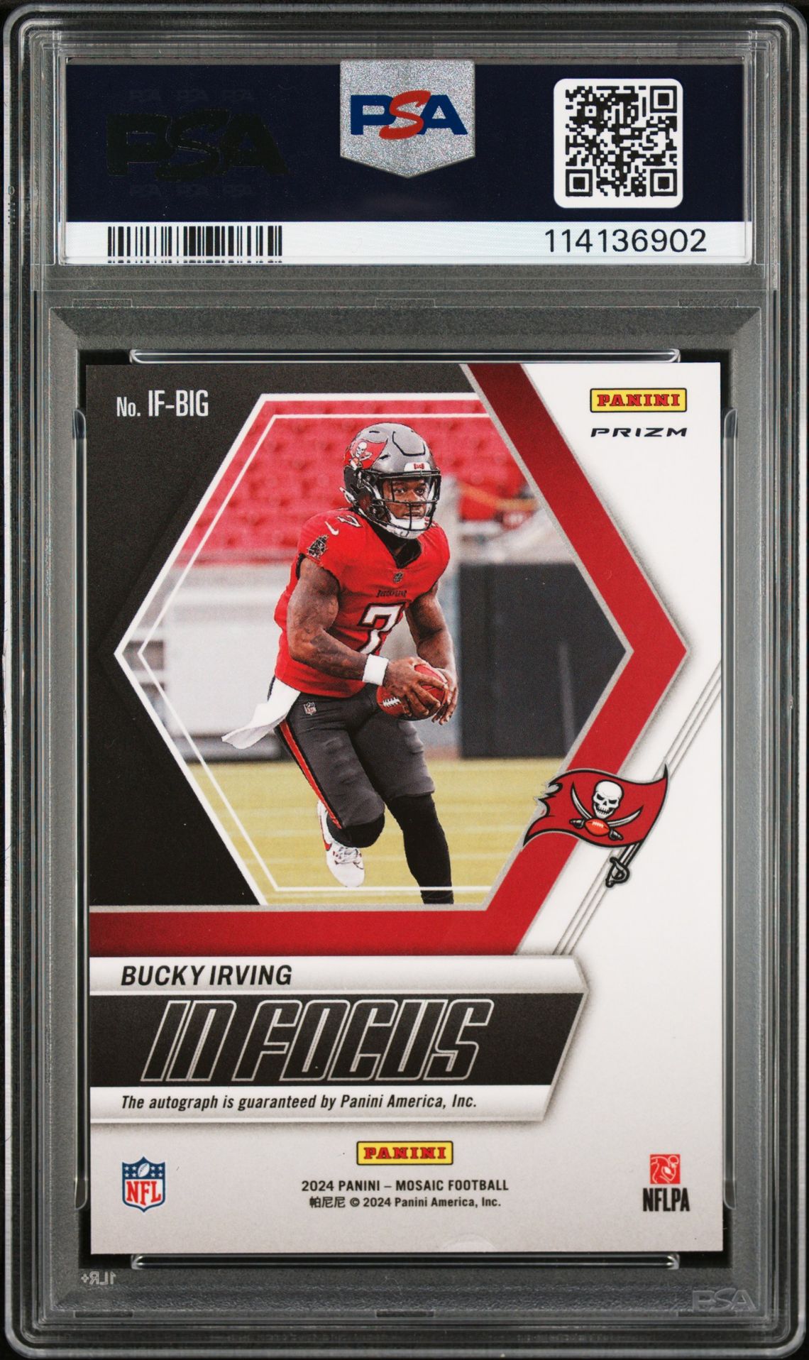 2024 Panini Mosaic In Focus Signatures Bucky Irving #Ifbig (In Focus Signature) N0: Authentic back