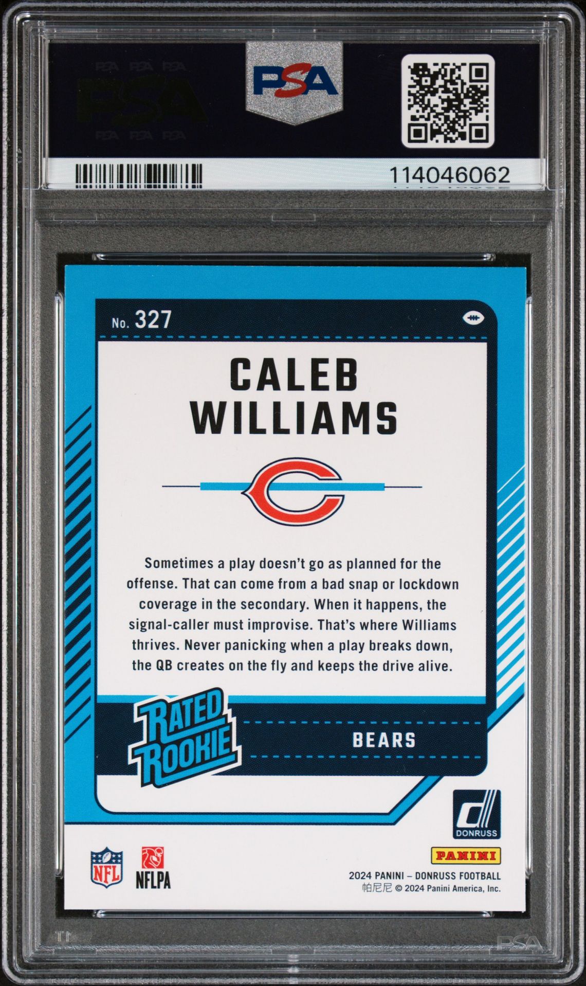 2024 Panini Donruss Caleb Williams #327 Mint 9 back