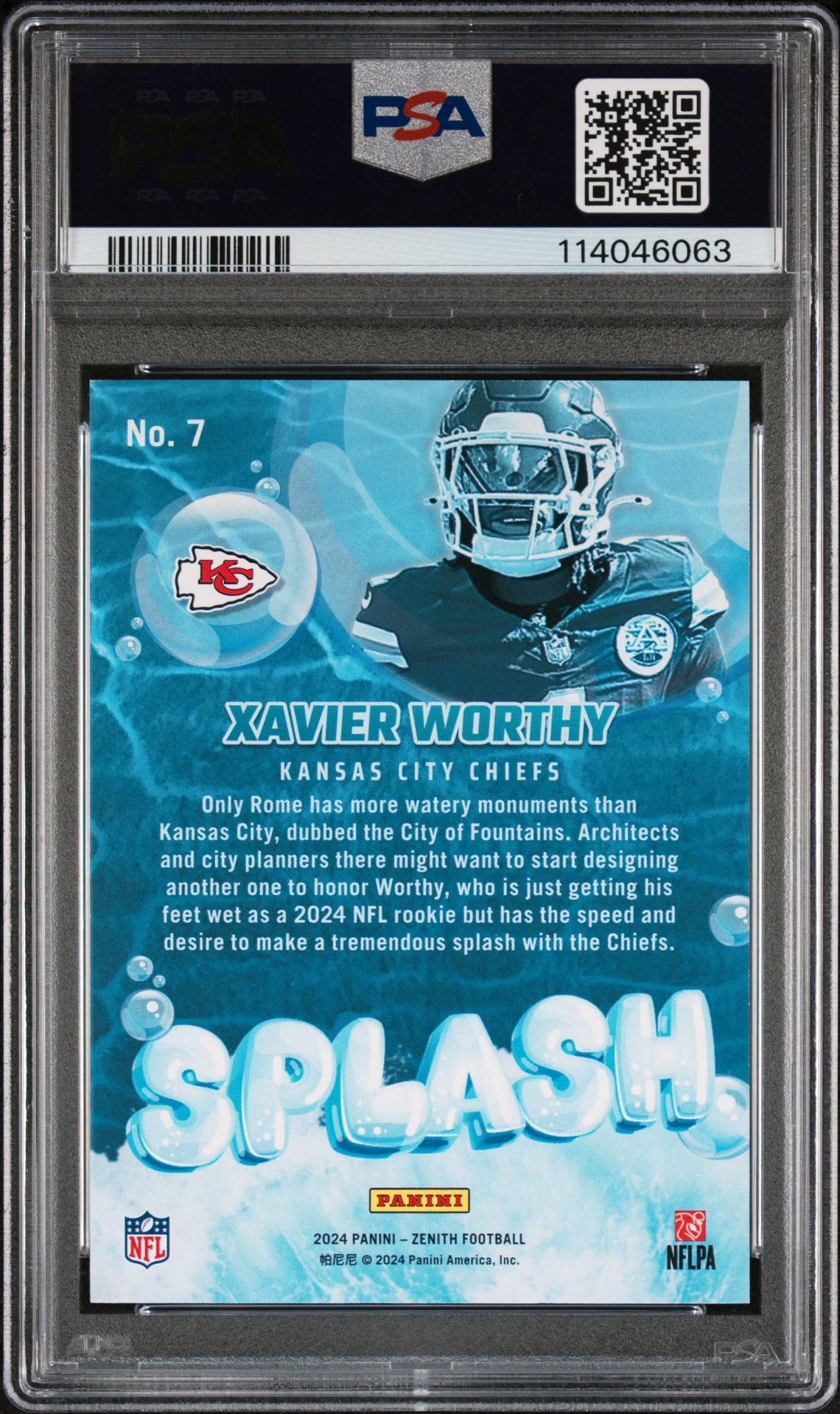2024 Panini Zenith Splash Xavier Worthy #7 (Splash-Red) Mint 9 back