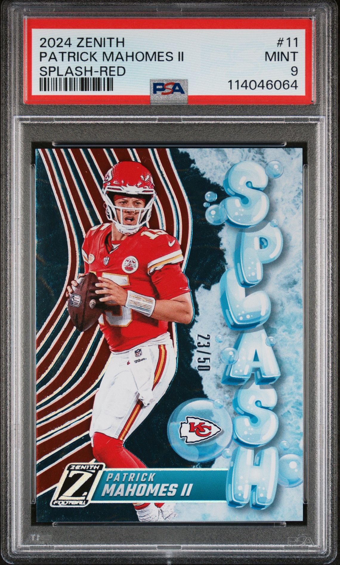 2024 Panini Zenith Splash Patrick Mahomes Ii #11 (Splash-Red) Mint 9 front