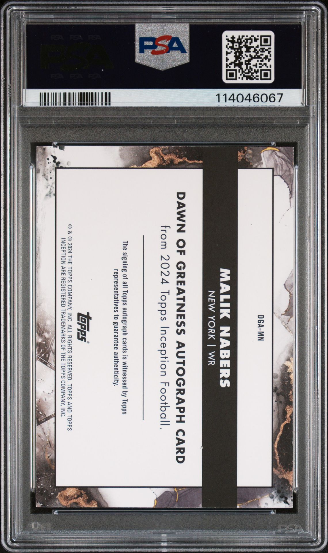 2024 Topps Inception Dawn Of Greatness Autographs Malik Nabers #Dgamn (Dawn Of Greatness Auto) Mint 9 back