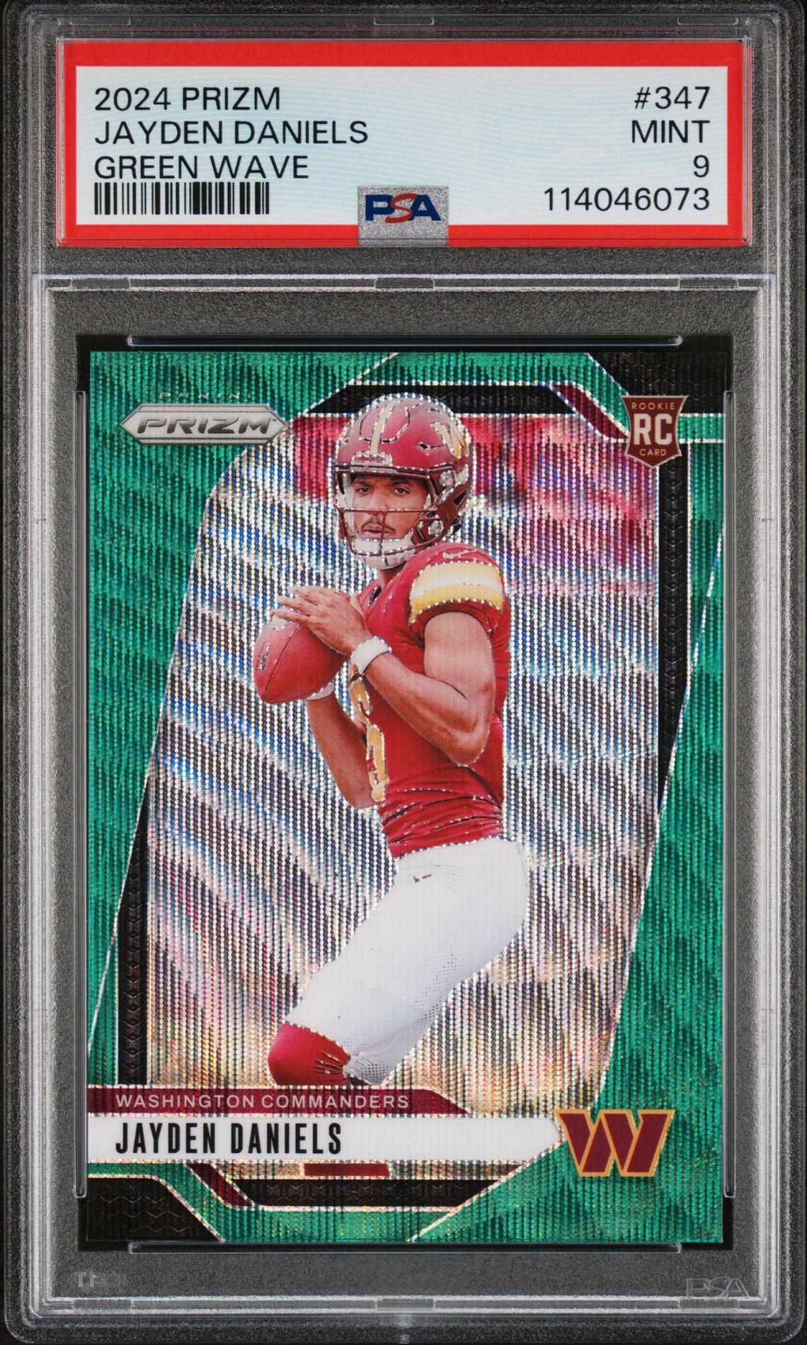 2024 Panini Prizm Jayden Daniels #347 (Green Wave) Mint 9 front