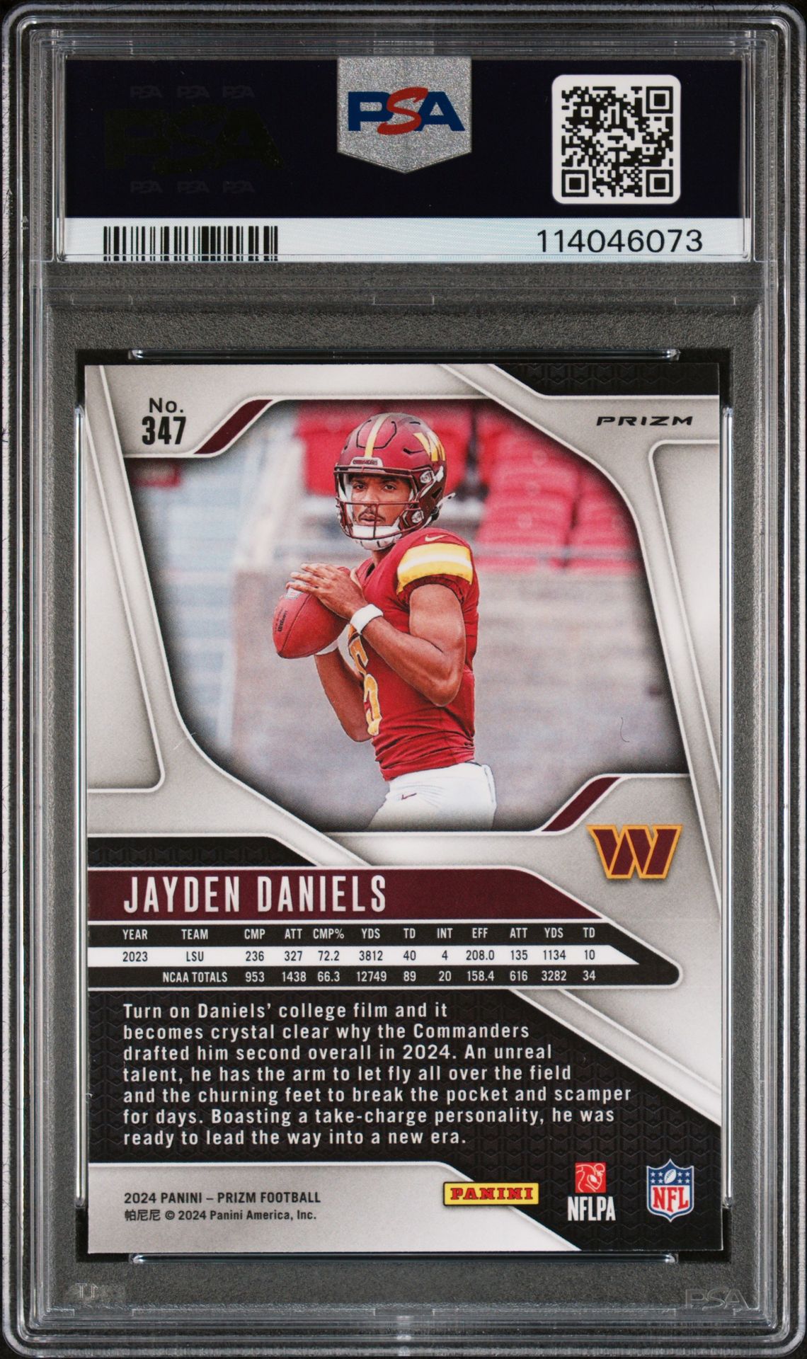 2024 Panini Prizm Jayden Daniels #347 (Green Wave) Mint 9 back