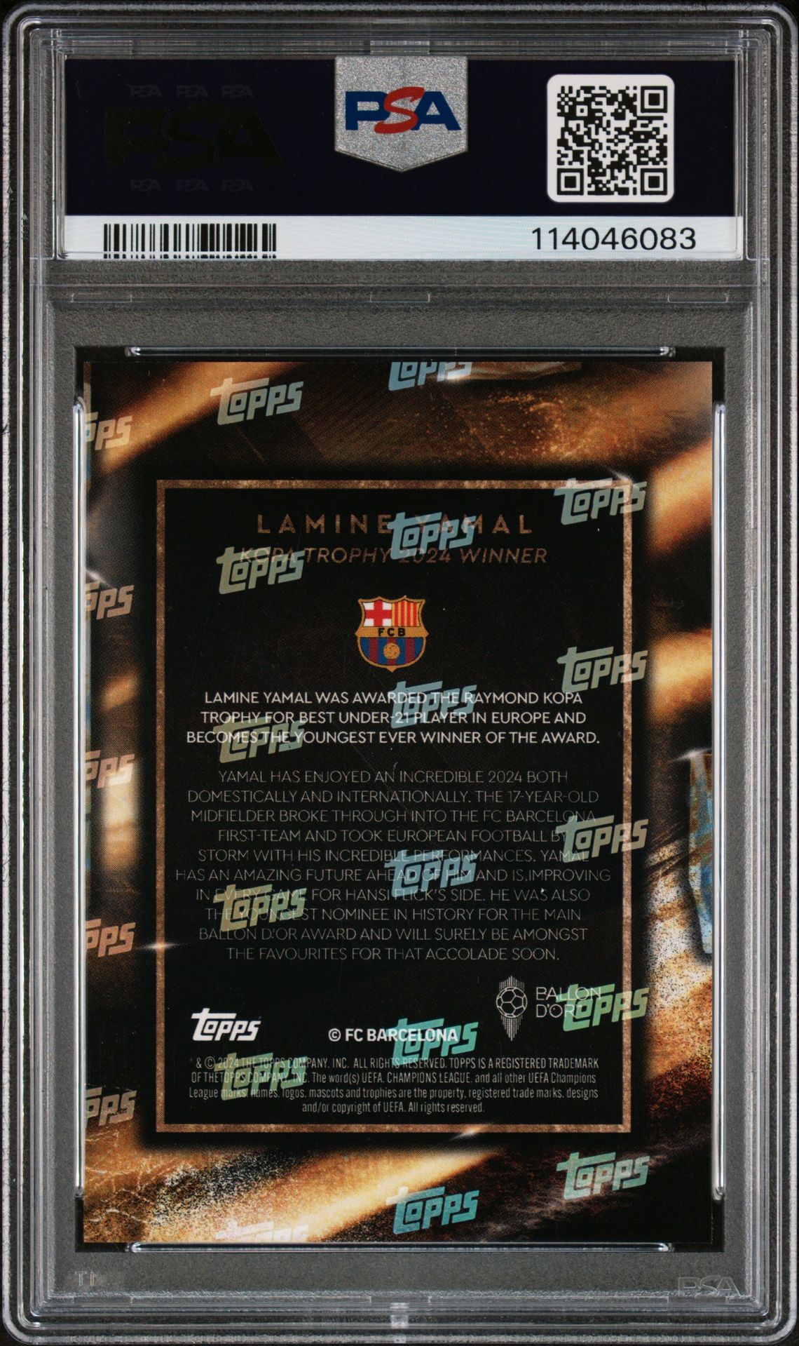 2024 Topps Now Ballon D'or Lamine Yamal Gem Mt 10 back