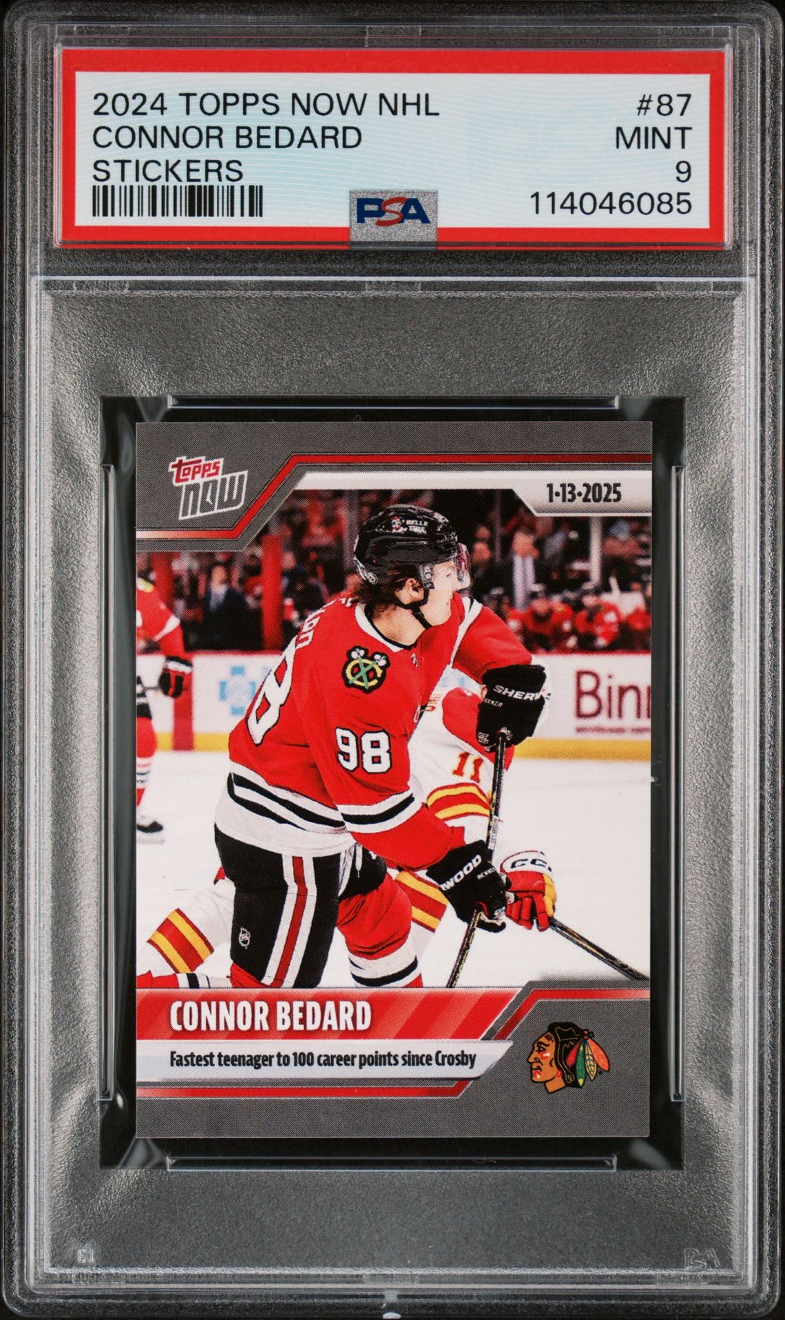 2024 Topps Now Nhl Stickers Connor Bedard #87 Mint 9 front