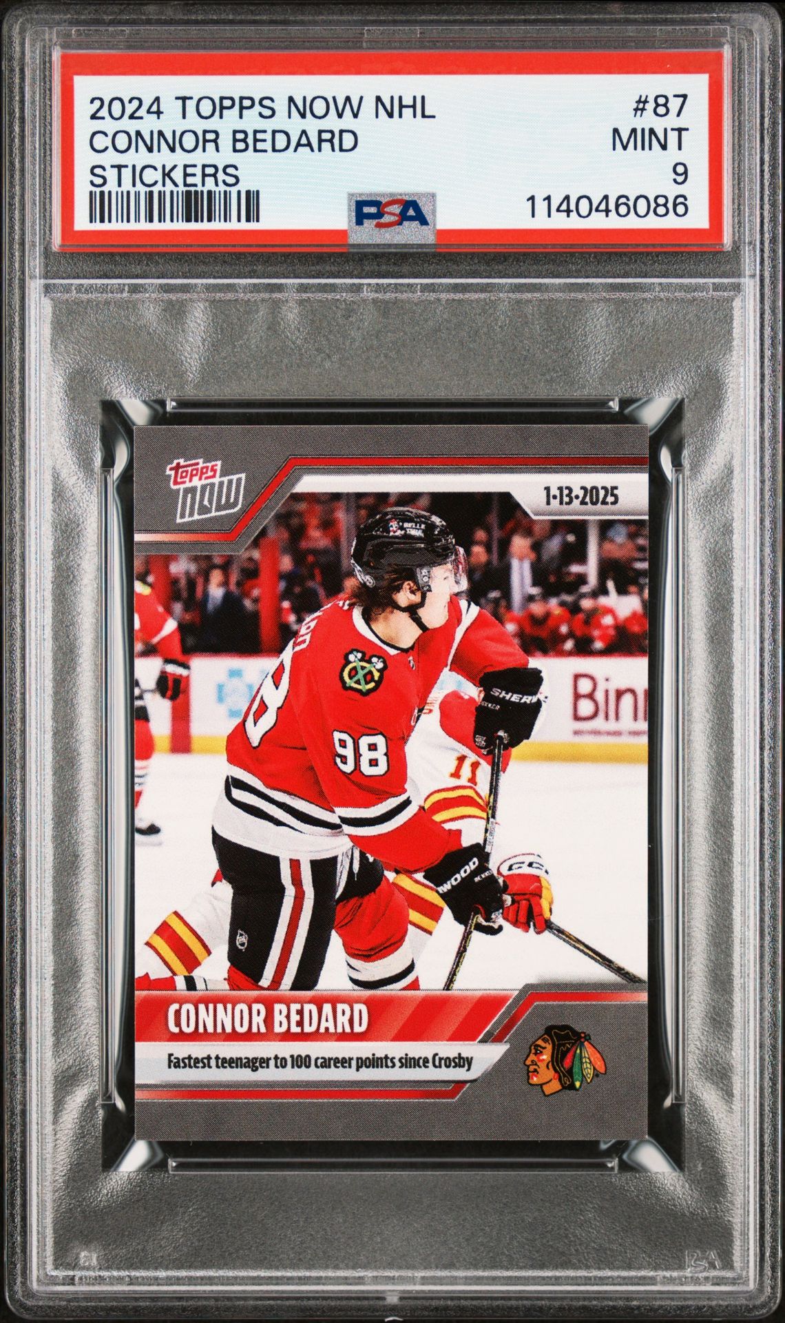 2024 Topps Now Nhl Stickers Connor Bedard #87 Mint 9 front
