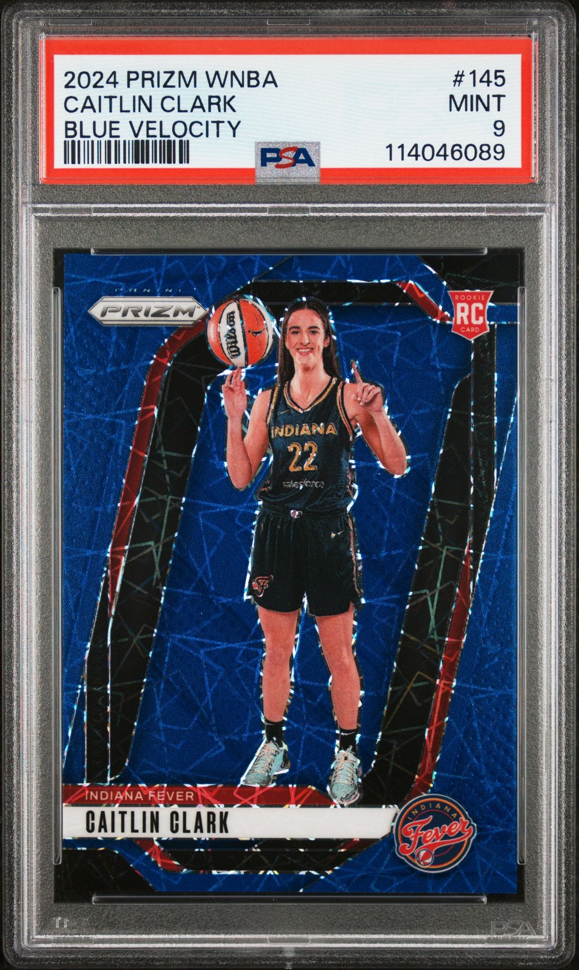 2024 Panini Prizm Wnba Caitlin Clark #145 (Blue Velocity) Mint 9 front