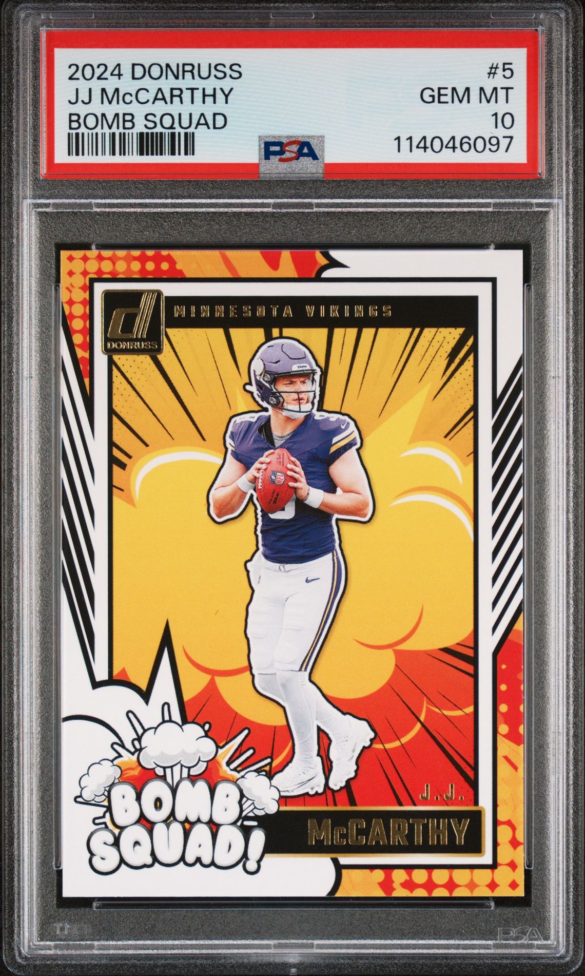 2024 Panini Donruss Bomb Squad Jj Mccarthy #5 Gem Mt 10 front