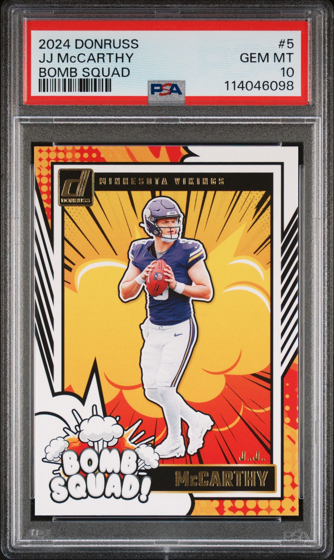 2024 Panini Donruss Bomb Squad Jj Mccarthy #5 Gem Mt 10 front