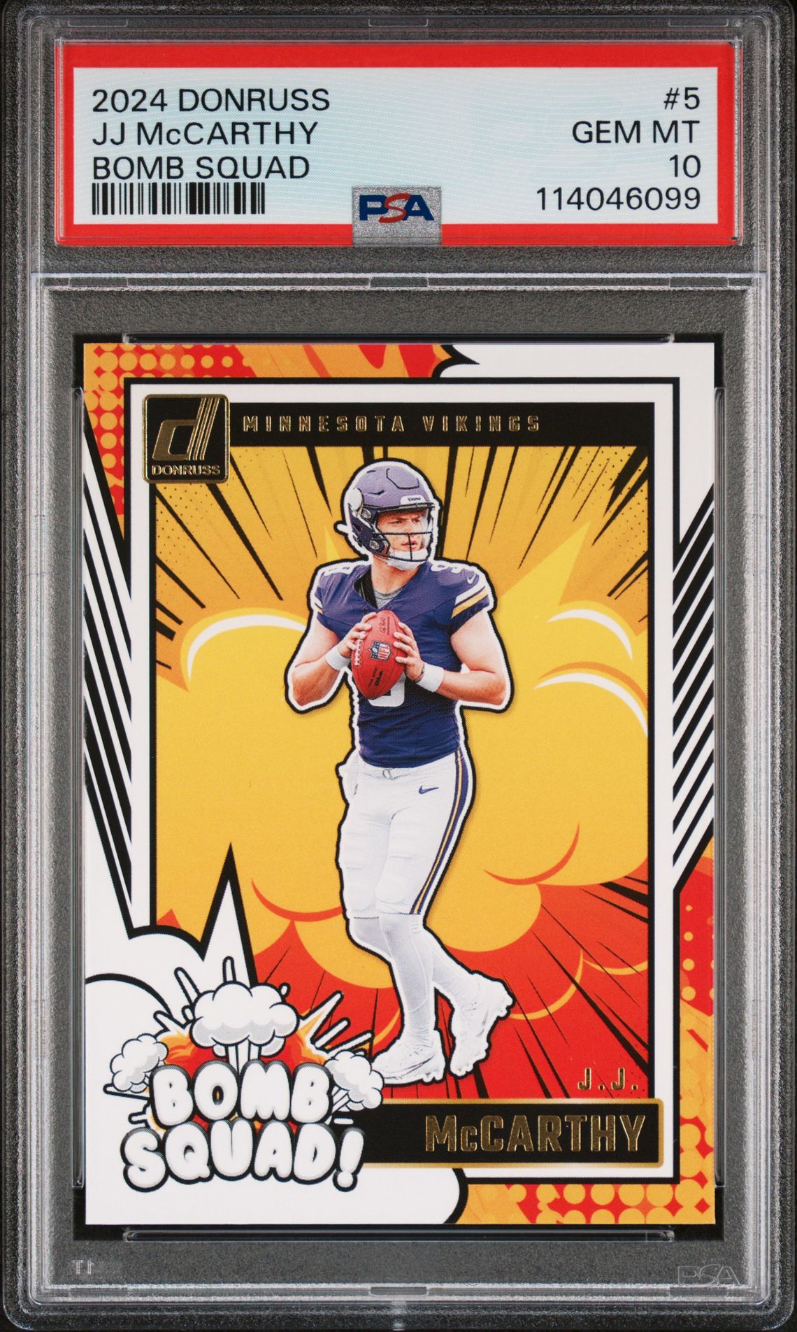 2024 Panini Donruss Bomb Squad Jj Mccarthy #5 Gem Mt 10 front