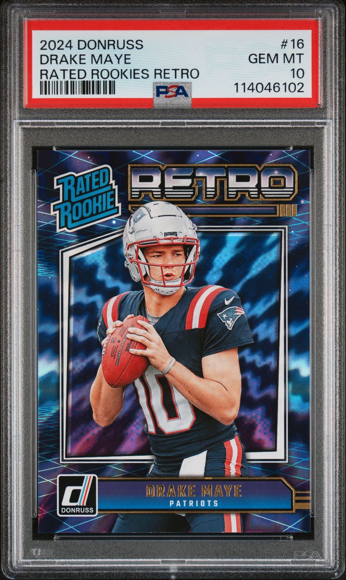 2024 Panini Donruss Rated Rookies Retro Drake Maye #16 Gem Mt 10 front