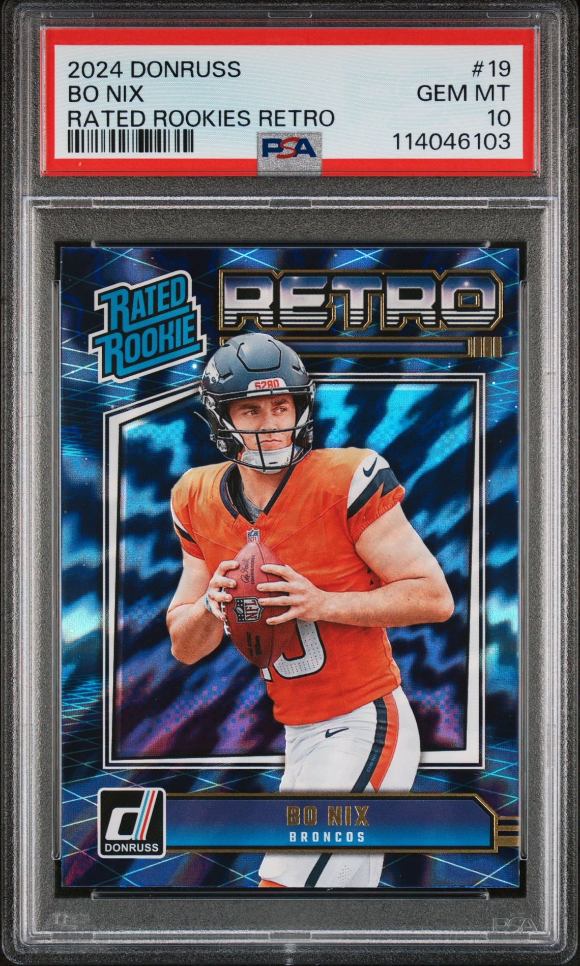 2024 Panini Donruss Rated Rookies Retro Bo Nix #19 Gem Mt 10 front