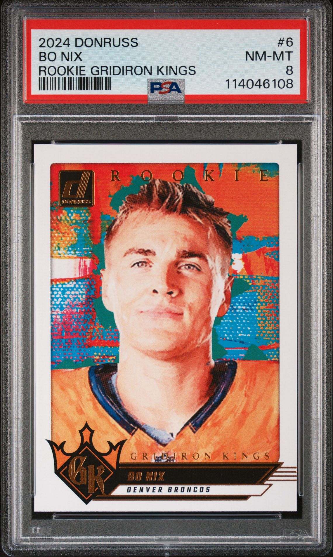 2024 Panini Donruss Rookie Gridiron Kings Bo Nix #6 Nm-Mt 8 front