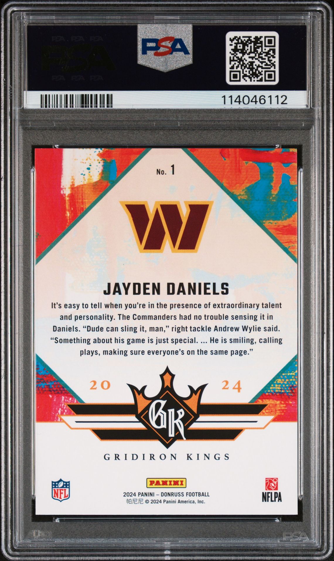 2024 Panini Donruss Rookie Gridiron Kings Jayden Daniels #1 Mint 9 back