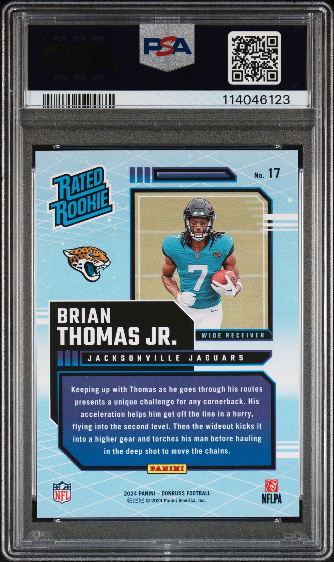 2024 Panini Donruss Rated Rookies Retro Brian Thomas Jr. #17 Gem Mt 10 back