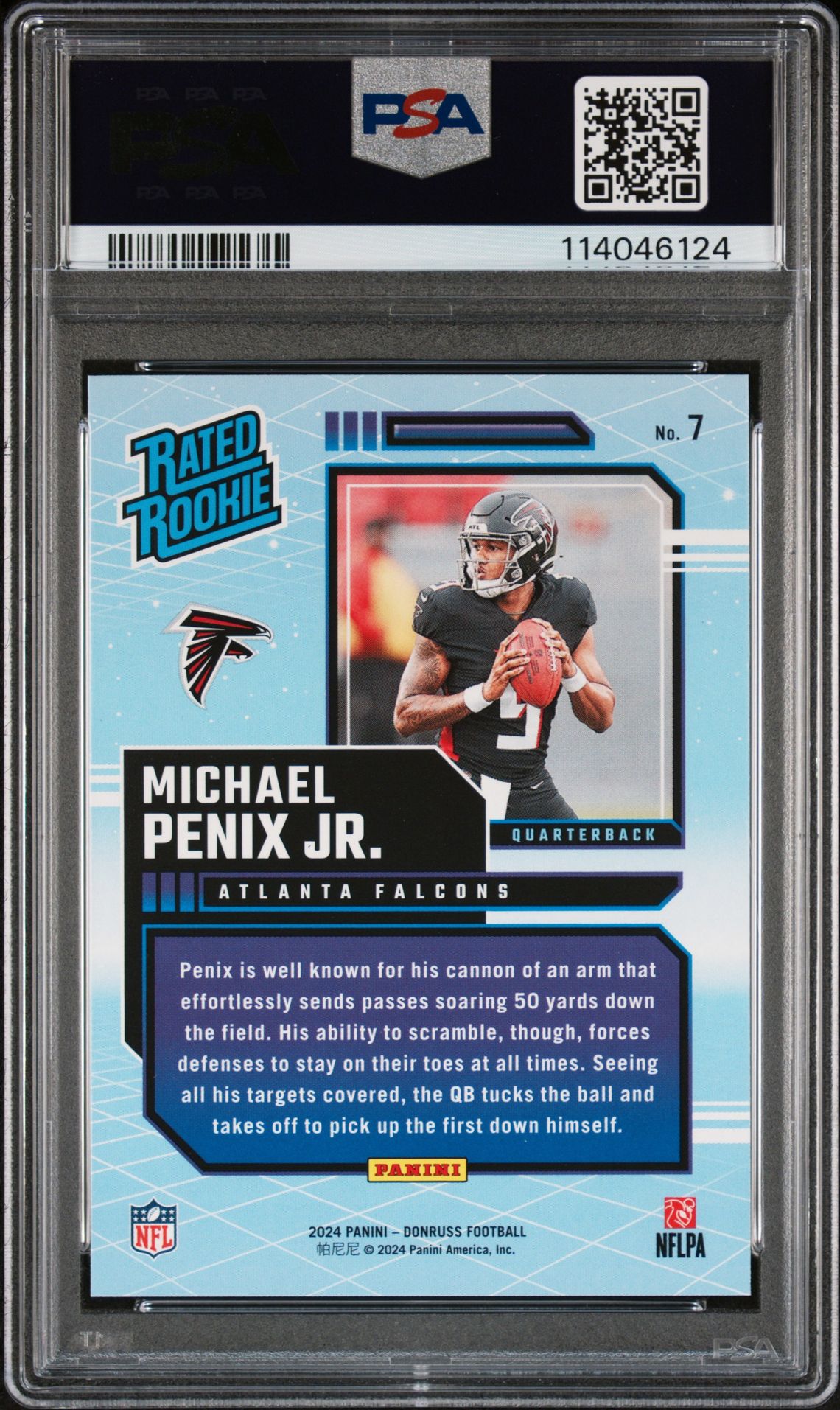 2024 Panini Donruss Rated Rookies Retro Michael Penix Jr. #7 Gem Mt 10 back