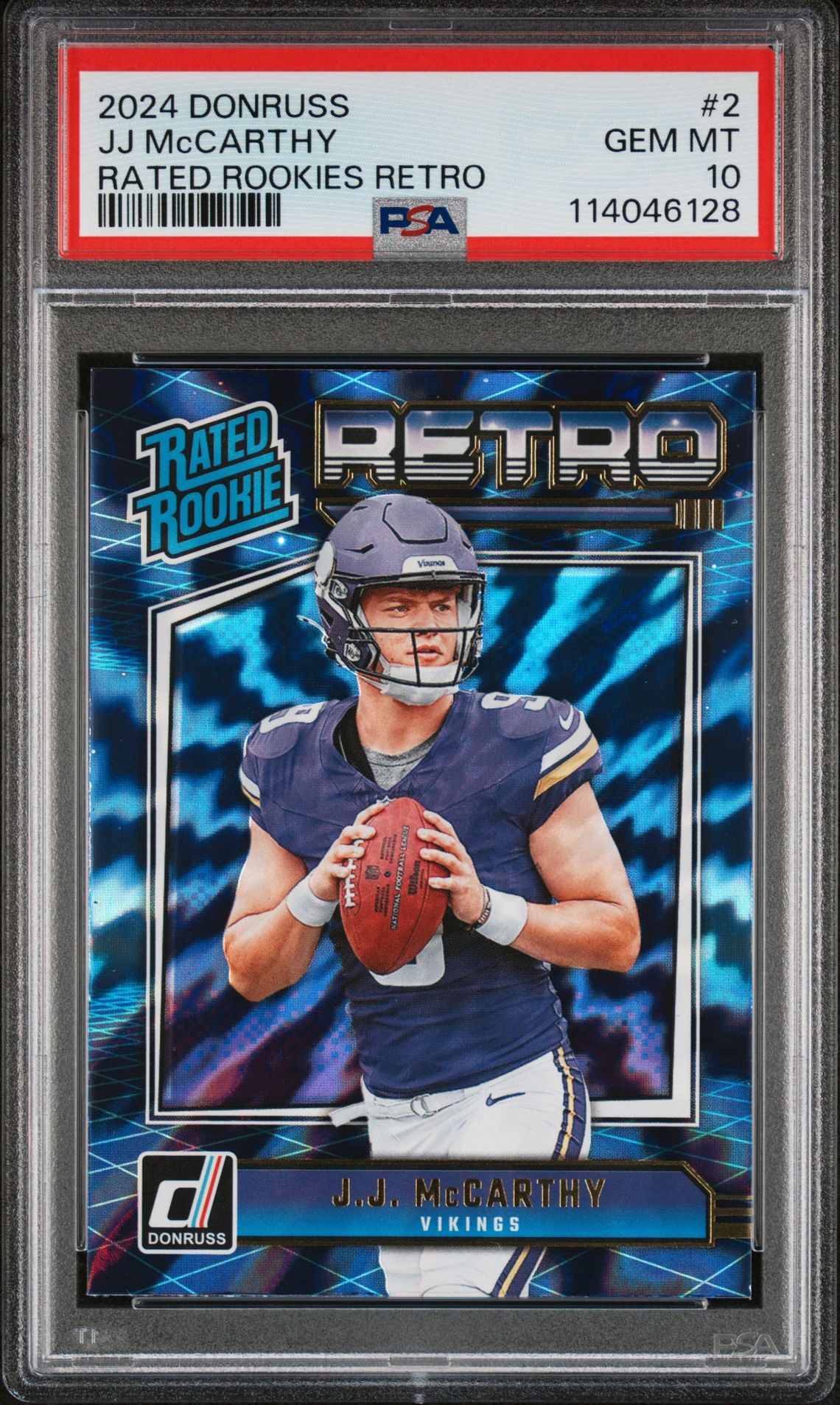 2024 Panini Donruss Rated Rookies Retro Jj Mccarthy #2 Gem Mt 10 front