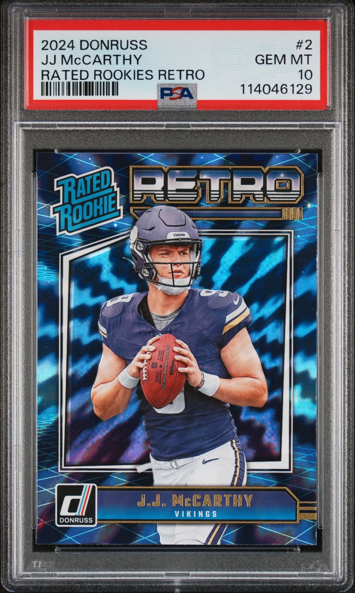 2024 Panini Donruss Rated Rookies Retro Jj Mccarthy #2 Gem Mt 10 front