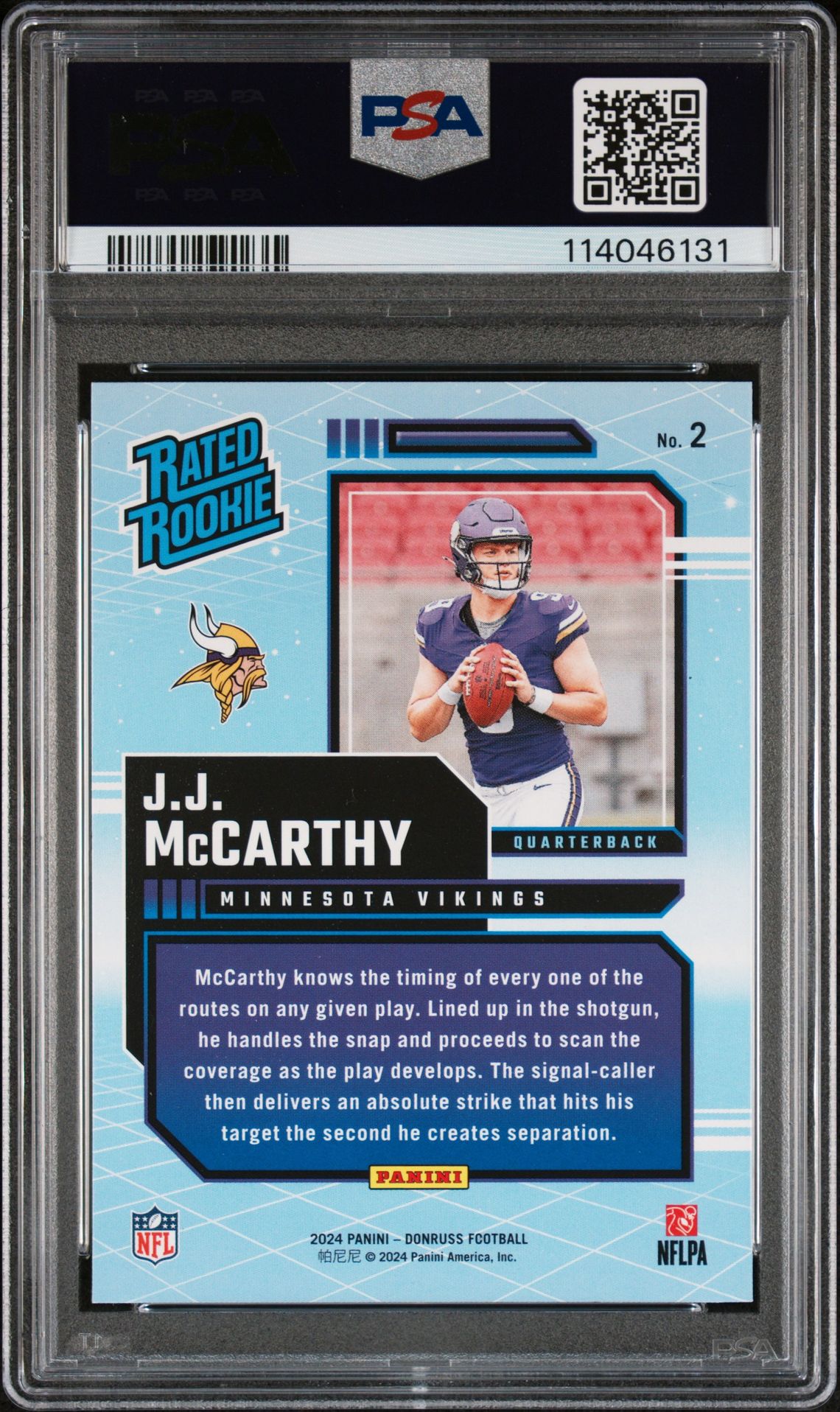 2024 Panini Donruss Rated Rookies Retro Jj Mccarthy #2 Gem Mt 10 back