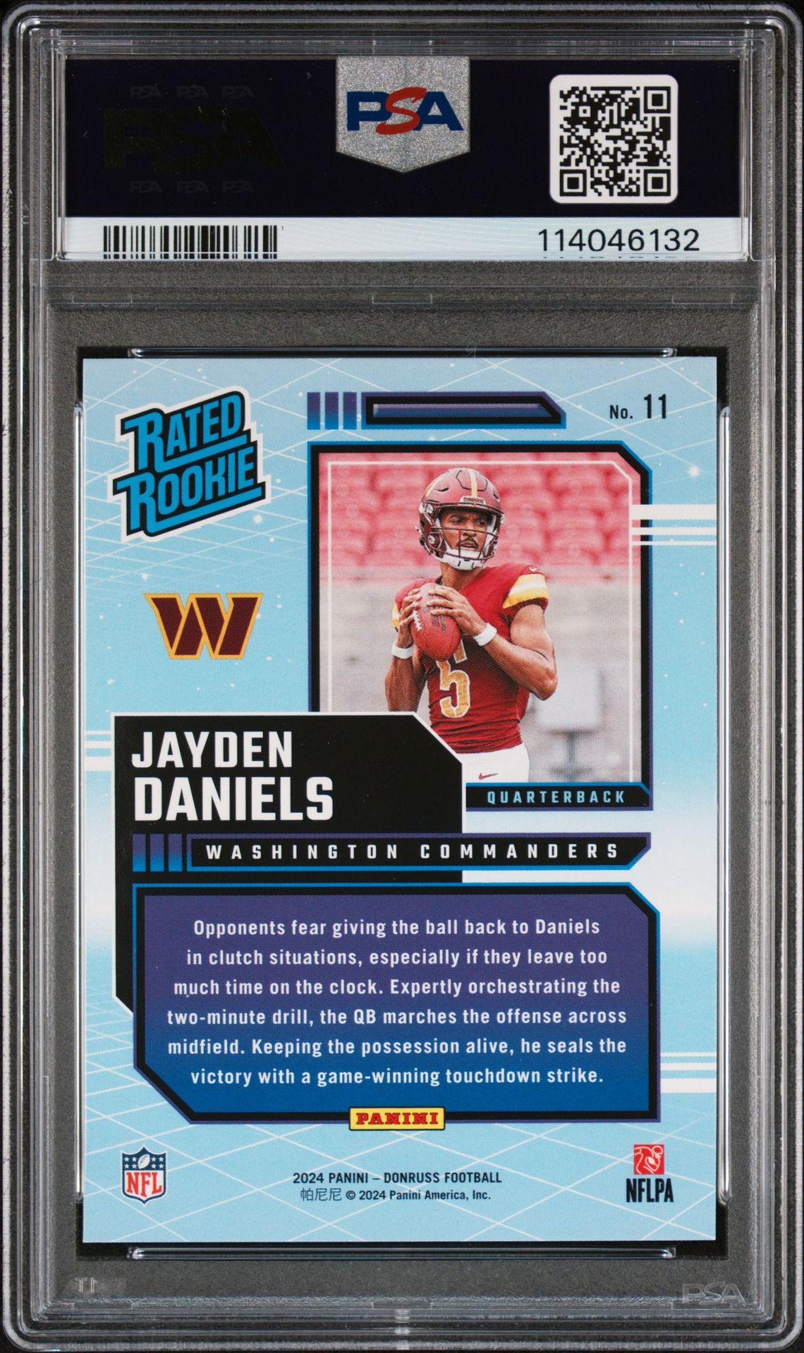2024 Panini Donruss Rated Rookies Retro Jayden Daniels #11 Gem Mt 10 back