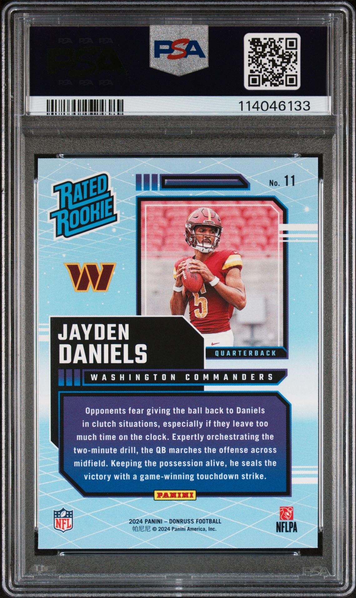 2024 Panini Donruss Rated Rookies Retro Jayden Daniels #11 Gem Mt 10 back