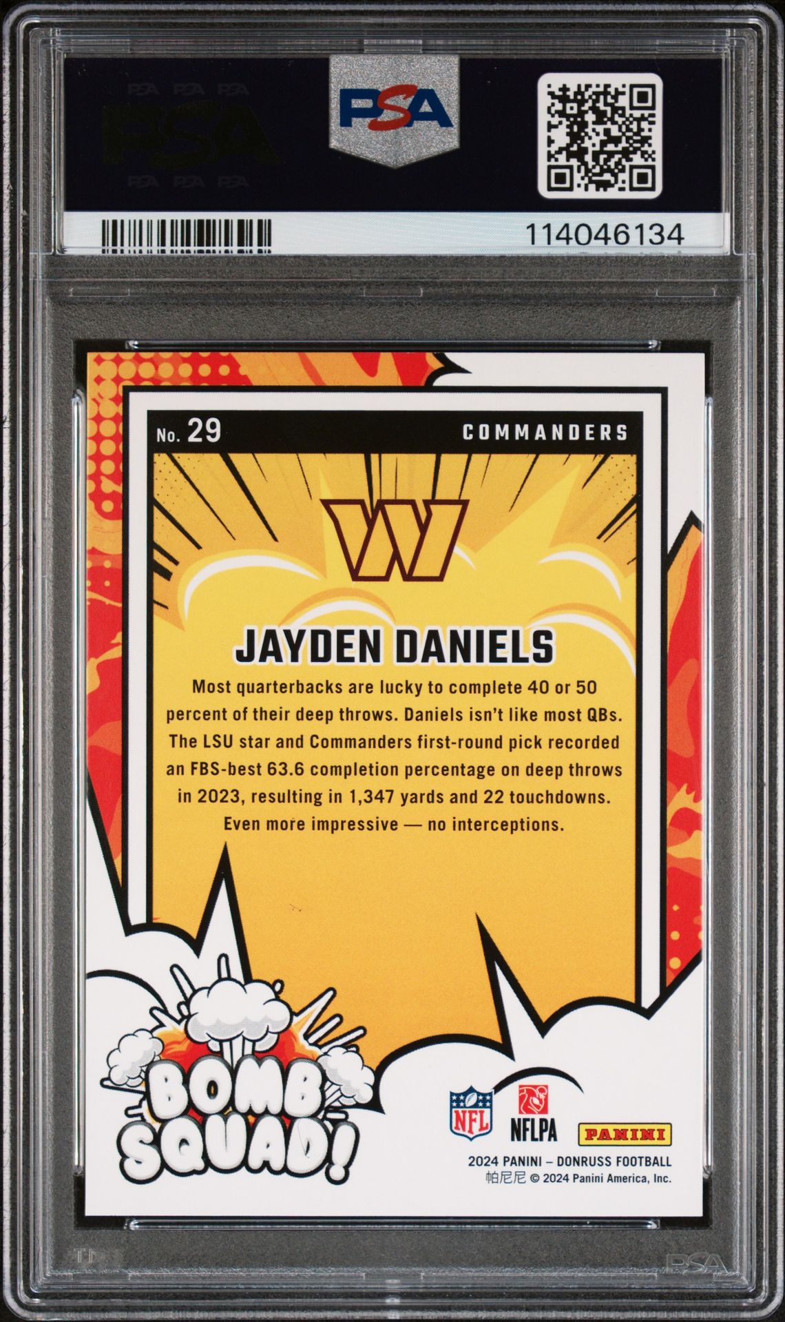 2024 Panini Donruss Bomb Squad Jayden Daniels #29 Gem Mt 10 back