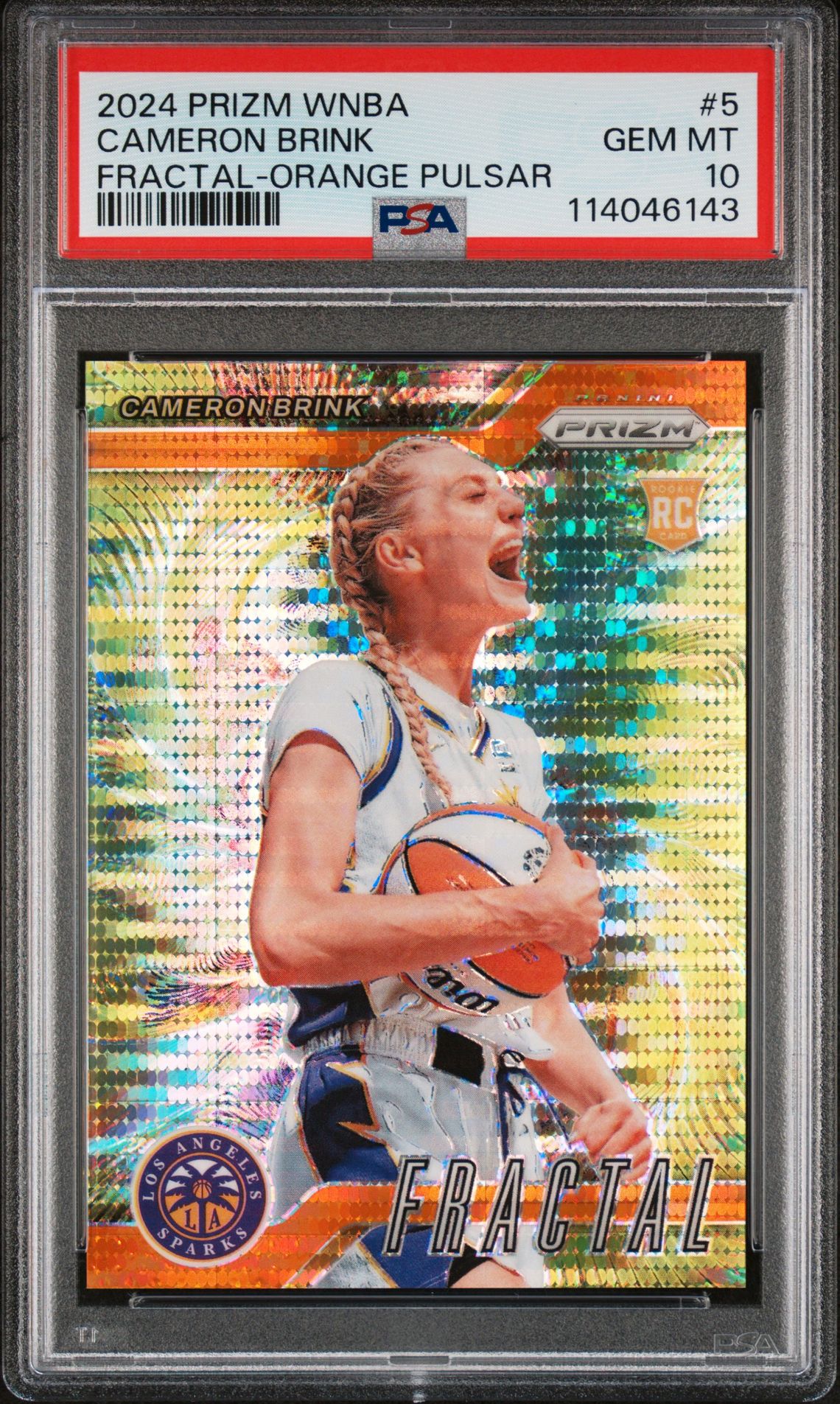 2024 Panini Prizm Wnba Fractal Cameron Brink #5 (Fractal-Orange Pulsar) Gem Mt 10 front