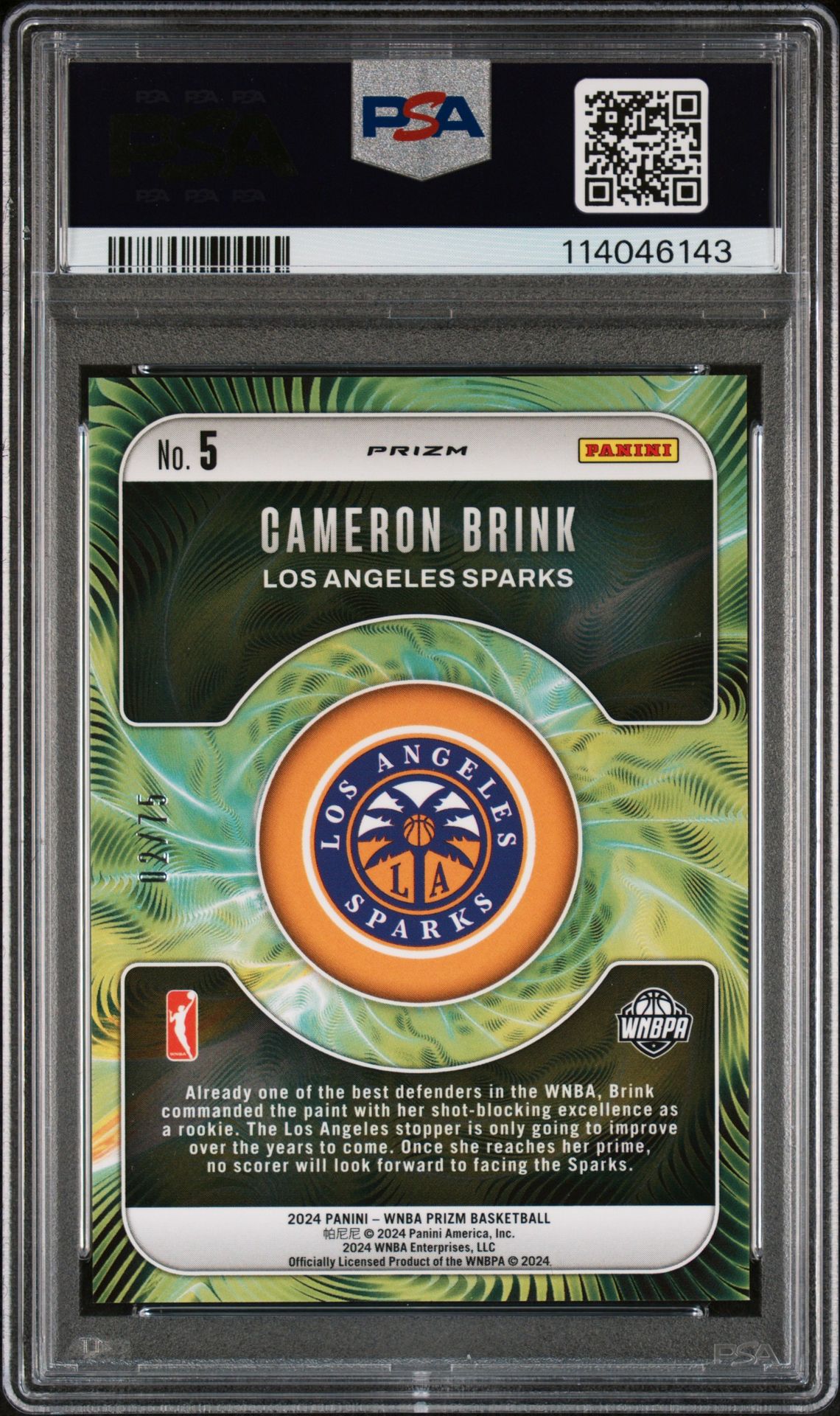 2024 Panini Prizm Wnba Fractal Cameron Brink #5 (Fractal-Orange Pulsar) Gem Mt 10 back