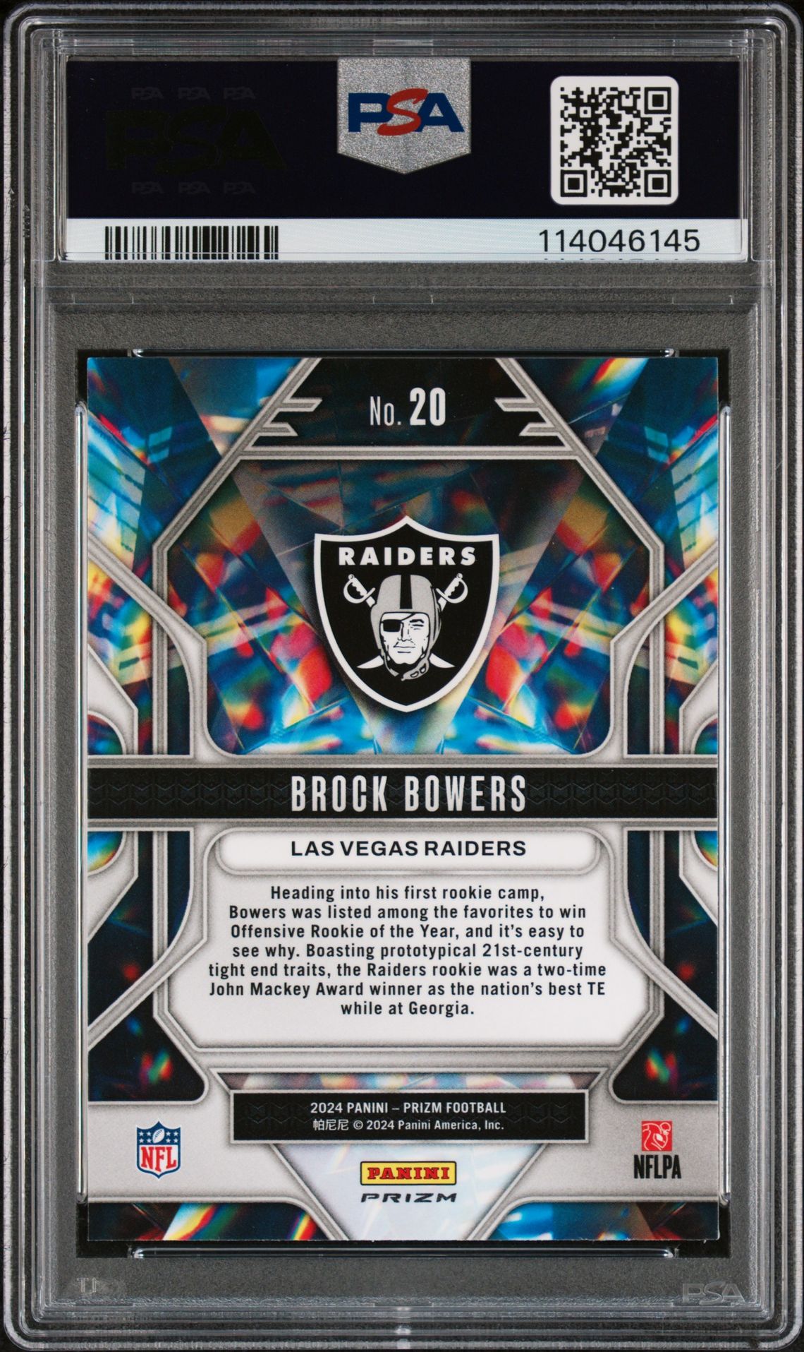 2024 Panini Prizm Prizmatic Brock Bowers #20 (Prizmatic-Green Prizm) Gem Mt 10 back