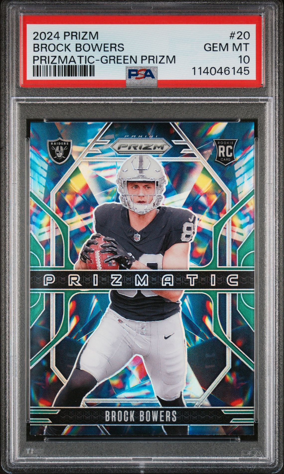 2024 Panini Prizm Prizmatic Brock Bowers #20 (Prizmatic-Green Prizm) Gem Mt 10 front