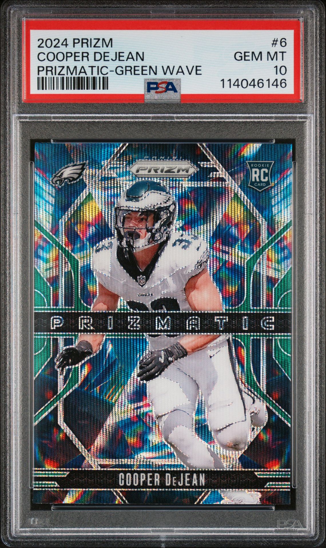 2024 Panini Prizm Prizmatic Cooper Dejean #6 (Prizmatic-Green Wave) Gem Mt 10 front