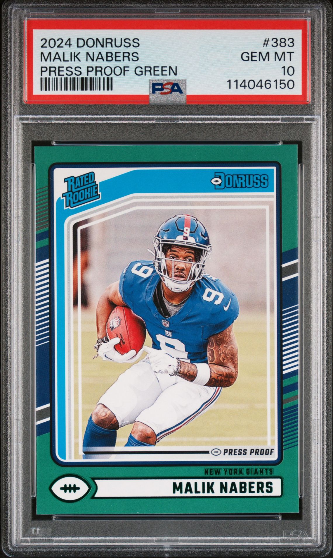 2024 Panini Donruss Malik Nabers #383 (Press Proof Green) Gem Mt 10 front